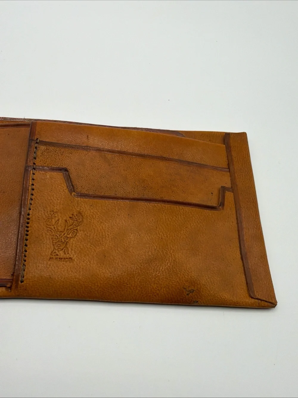 1970s Mexican Leather Bi-Fold Wallet with Card Slots